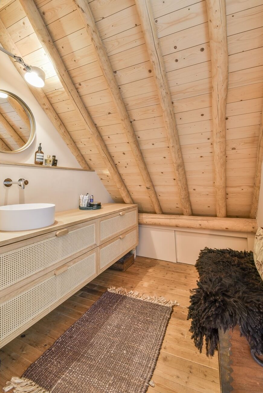 Wooden Interiors in a Historic Dutch Family Home 20 bathroom-slanted-wooden-ceiling-nordroom