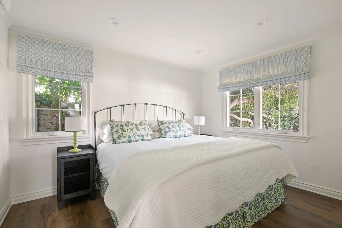 Emma Stone's Colorful Spanish-Style Los Angeles Home is For Sale 27 bedroom-guest-house-emma-stone-spanish-style-home-nordroom