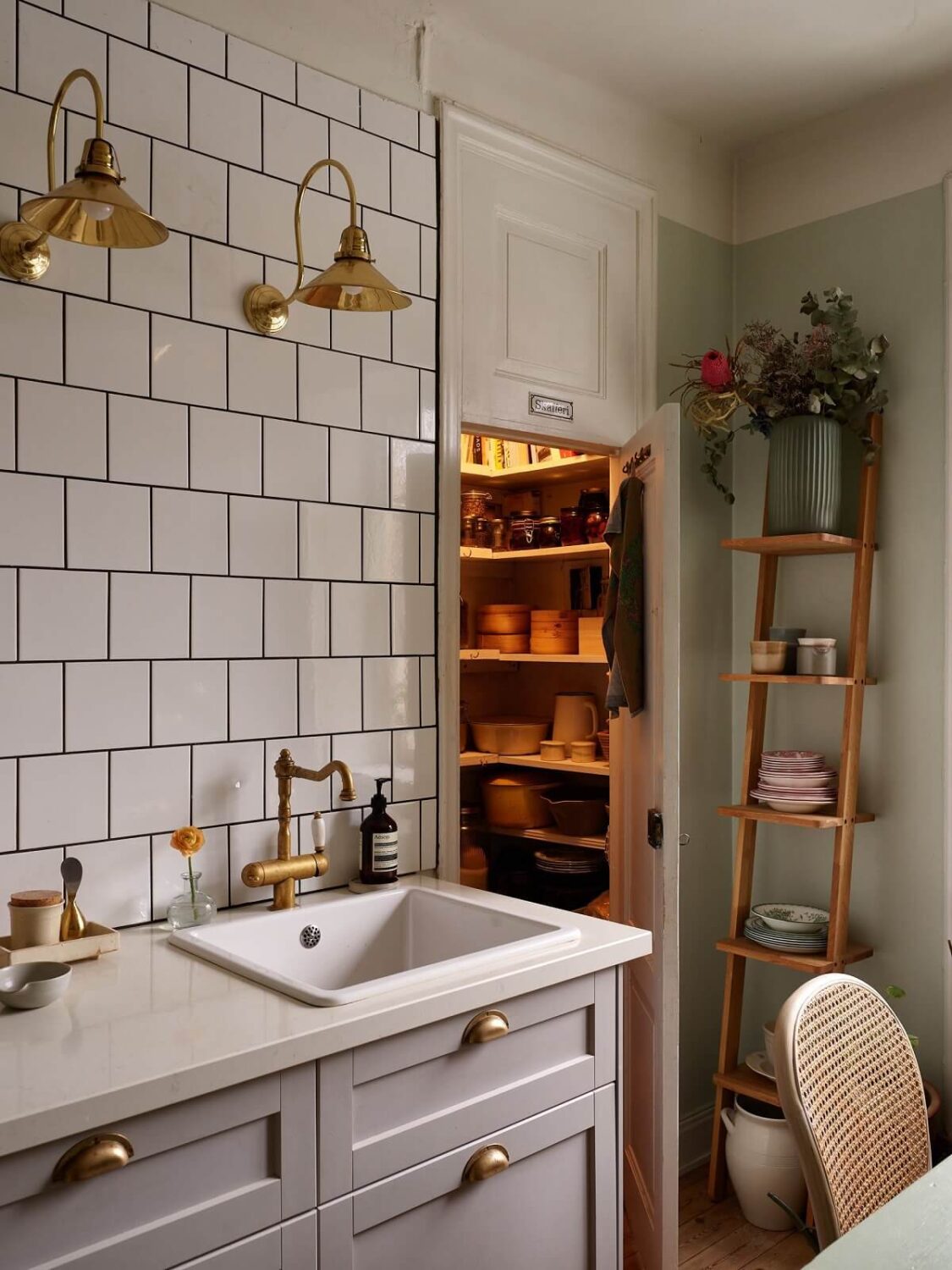 Best of 2024: Kitchens 13 cottage style kitchen gray cabinets white tiles pantry nordroom