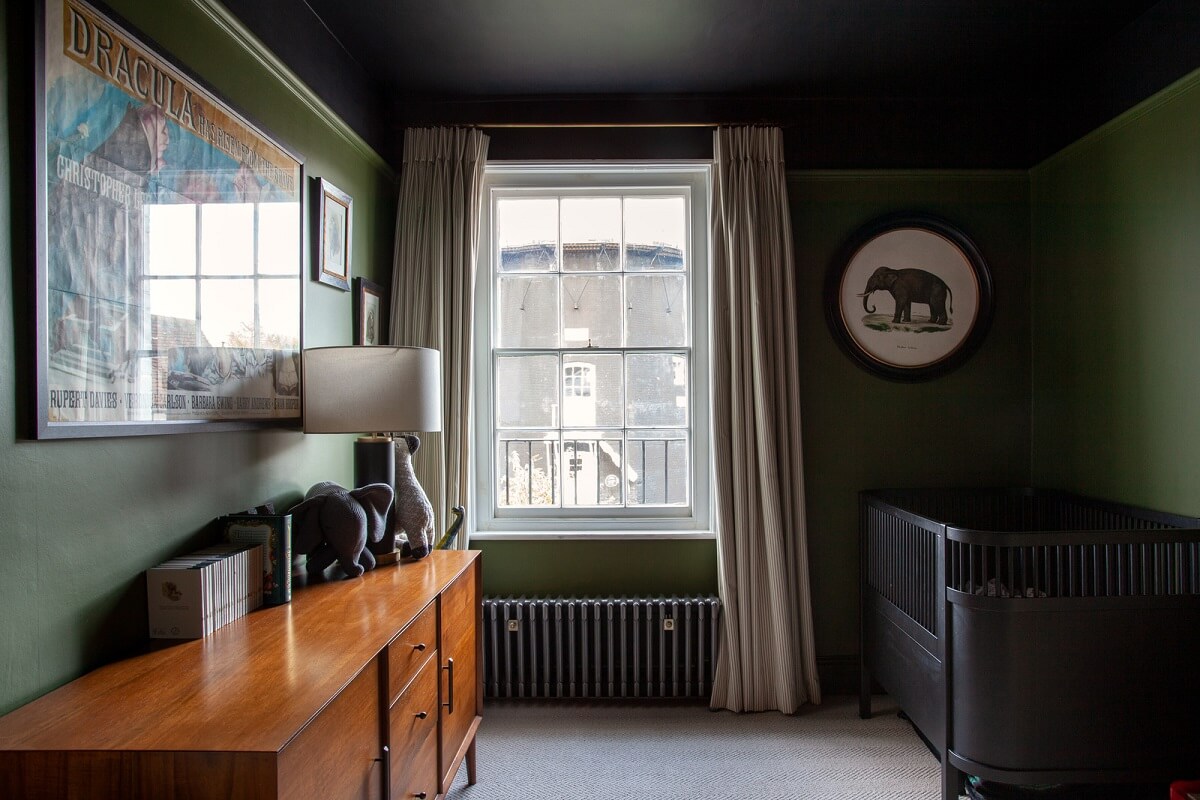Bold Colors in a Charming Historic House in England 25 green-baby-room-nordroom