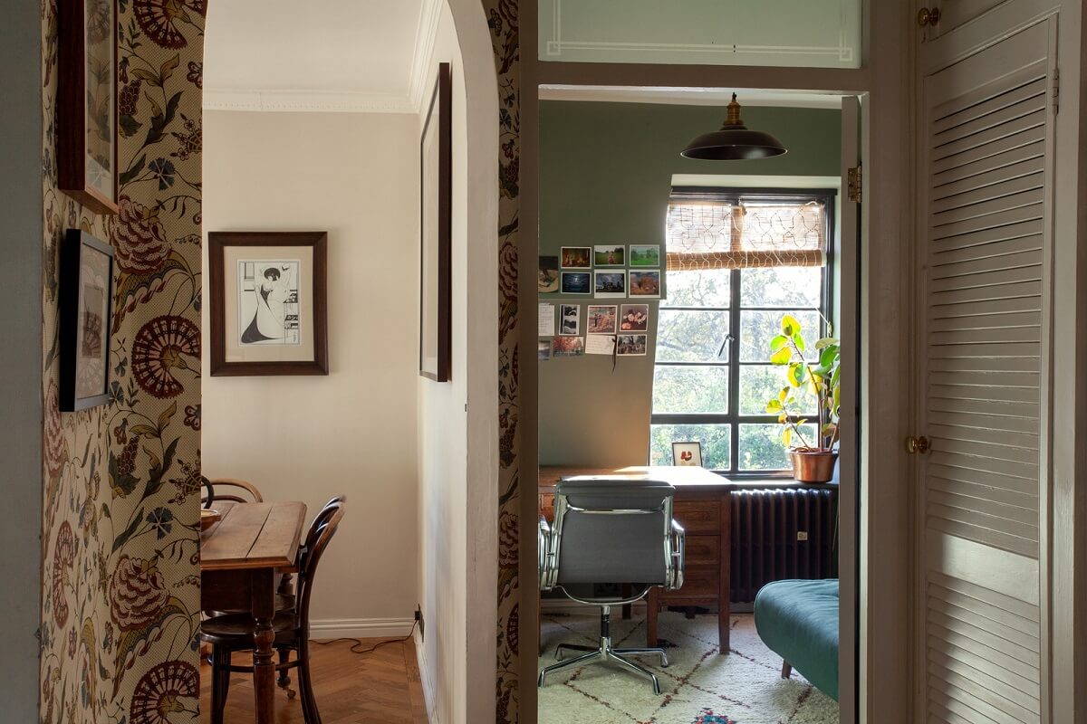 A Charming Apartment in an Art Deco Building in London 12 hallway-view-into-home-office-nordroom