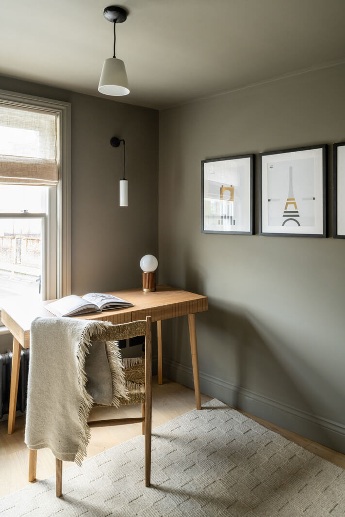 A Renovated Victorian House with Oak Features 22 home office with gray walls nordroom