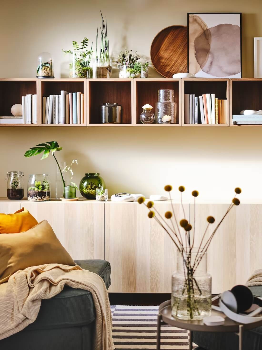 IKEA Home Style and Trends Guide 2024 8 ikea-living-room-natural-wood-open-cabinets-nordroom