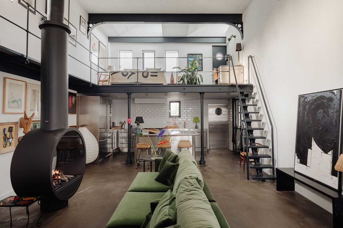 An Industrial Loft Apartment in Amsterdam 4 industrial-loft-apartment-steel-beams-fireplace-nordroom