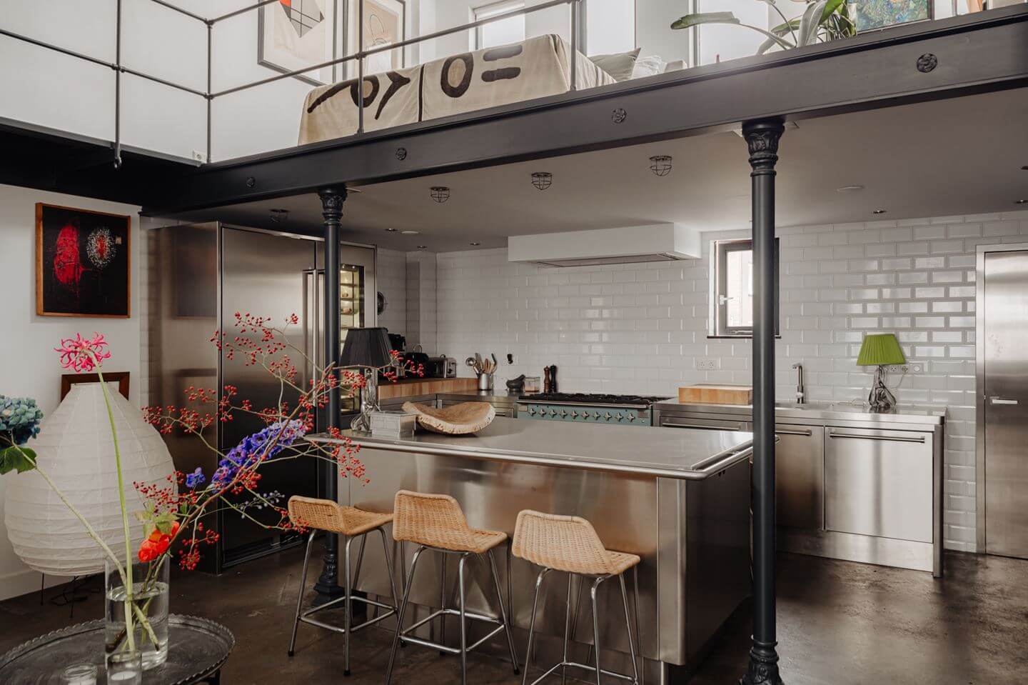 An Industrial Loft Apartment in Amsterdam 7 kitchen-breakfast-bar-industrial-loft