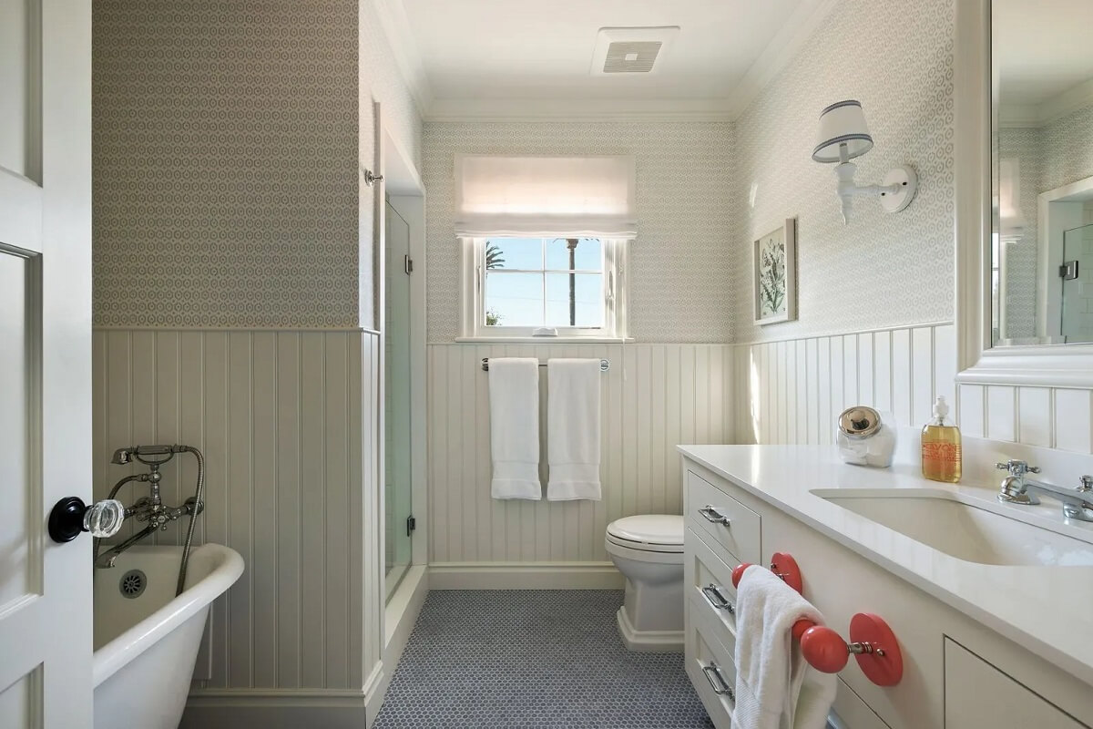 Emma Stone's Colorful Spanish-Style Los Angeles Home is For Sale 17 light-bathroom-freestanding-bath-nordroom