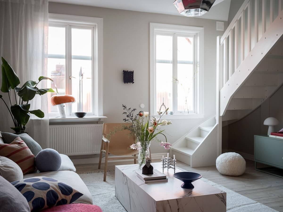 A Light-Filled Swedish Duplex is a Lovely Family Home 2 light filled scandinavian living room