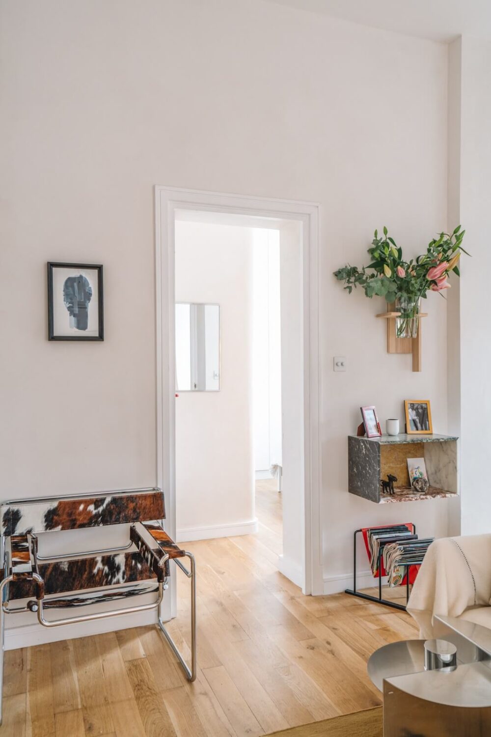 High Ceilings and Modern Design in a Light London Apartment 7 light living room wooden floor