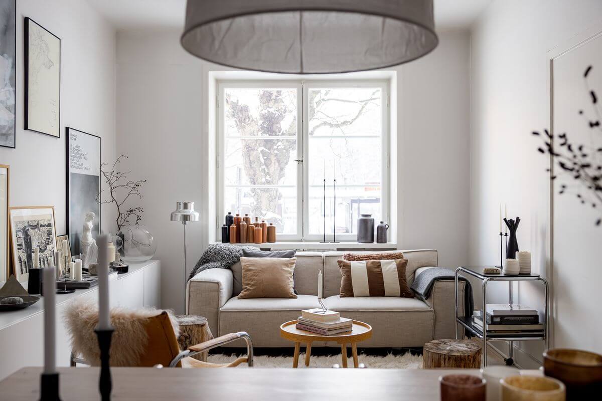 A Light Apartment with a Stainless Steel Kitchen 3 light scandinavian living room