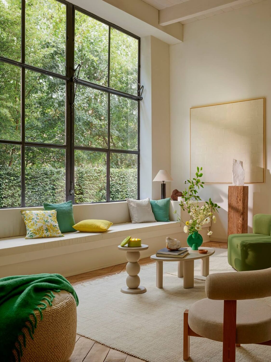 H&M HOME Spring Collection 2024: Fresh & Clean 1 living-room-bench-green-tones-hm-home-spring-collection-2024-nordroom