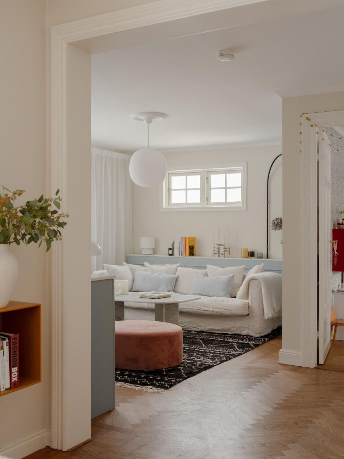 A Light Family Home in a Historic Yellow Villa 6 open plan living space television room family home sweden nordroom