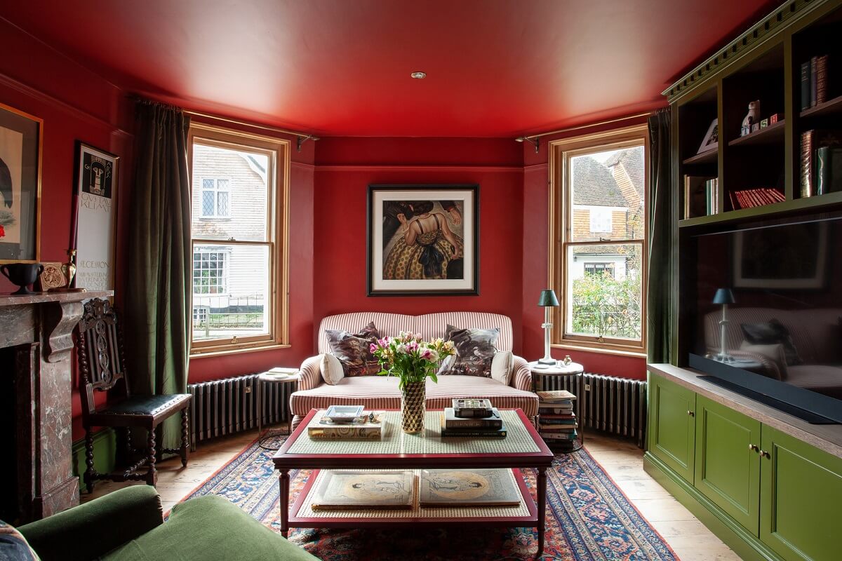 red-living-room-green-built-in-cabinets-nordroom