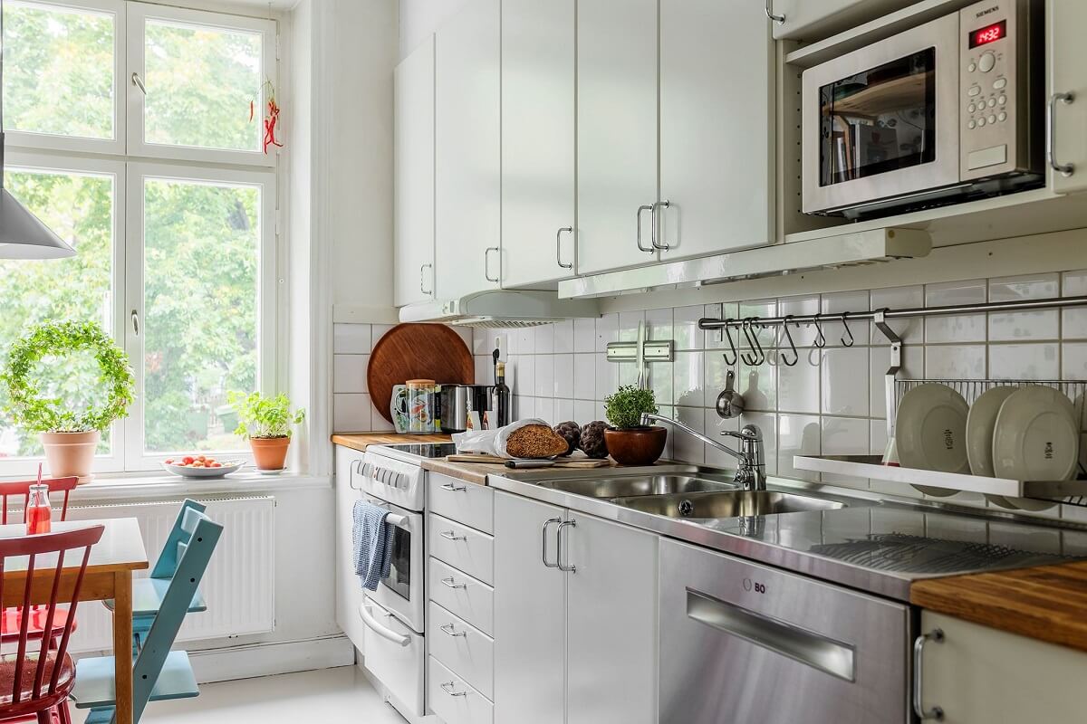 A Swedish Apartment with a Yellow Living Room 5 scandi kitchen