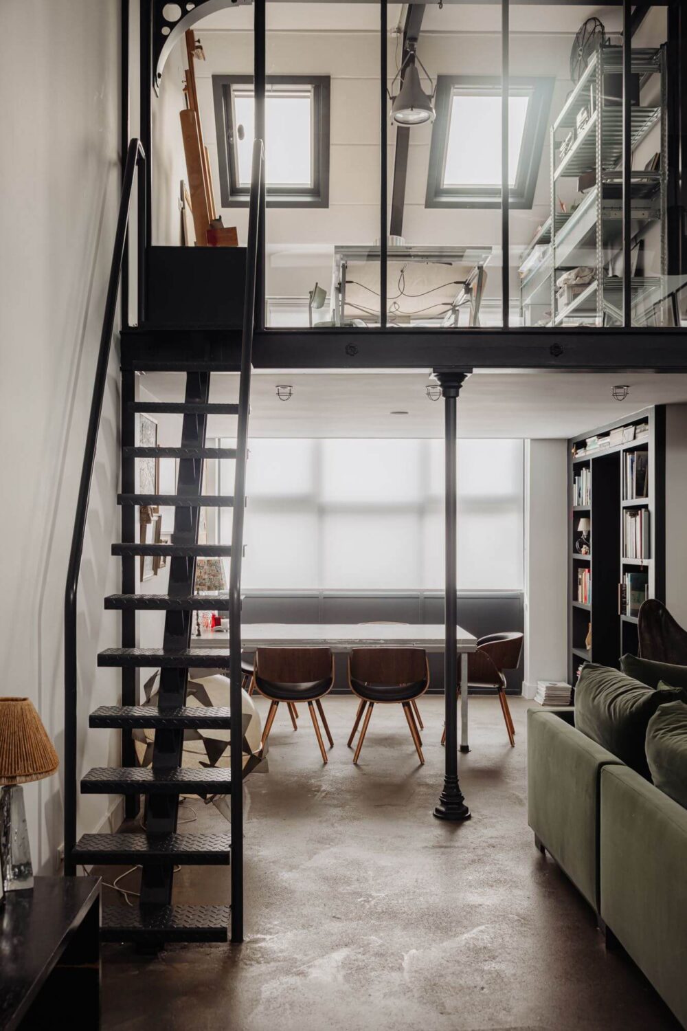 An Industrial Loft Apartment in Amsterdam 9 steel-staircase-industrial-loft