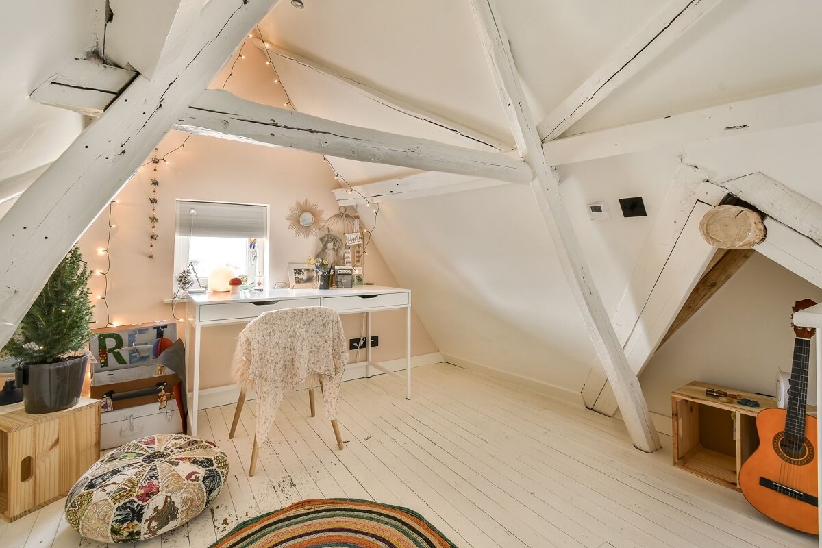 Wooden Interiors in a Historic Dutch Family Home 25 white-attic-room-desk-nordroom