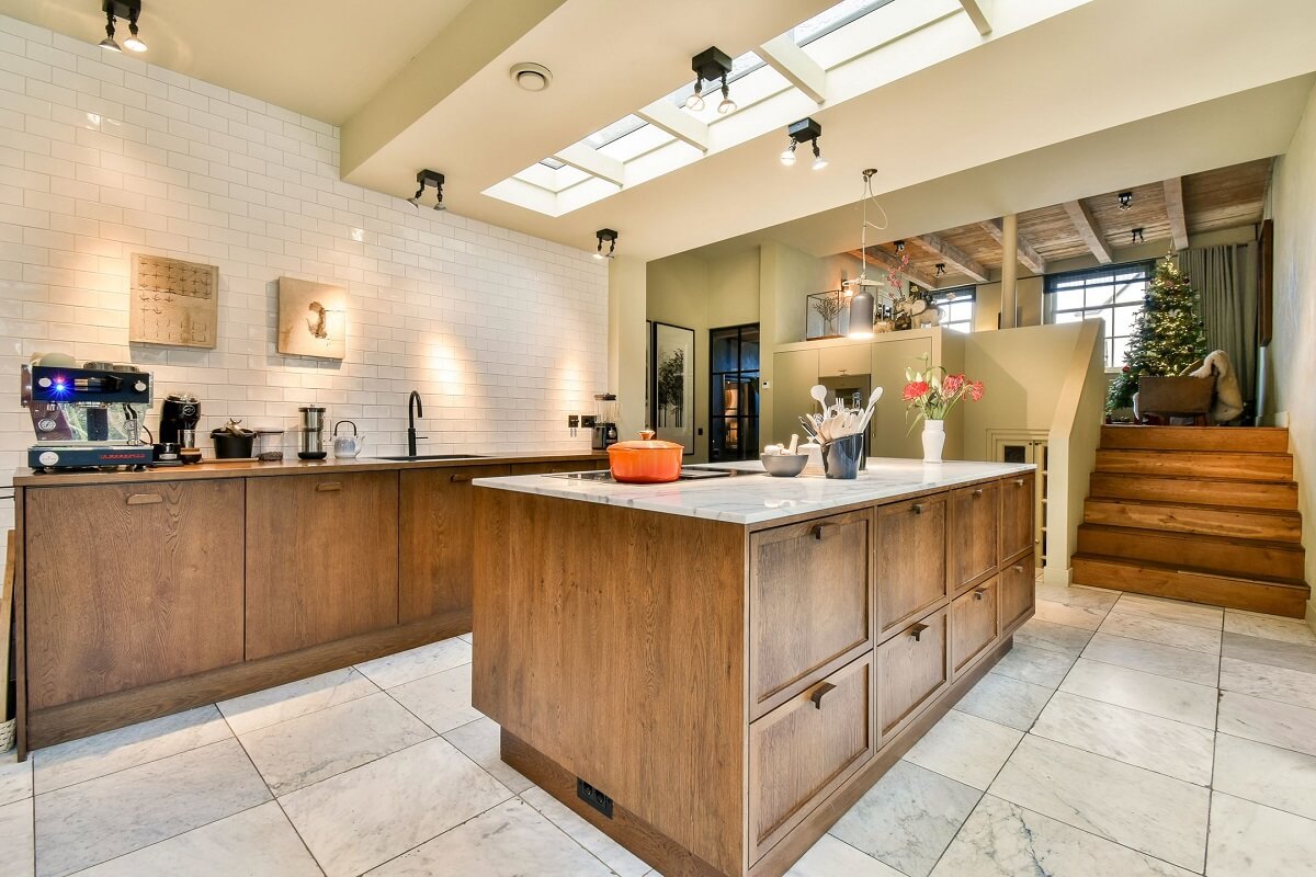 Wooden Interiors in a Historic Dutch Family Home 6 wooden-kitchen-skylight-nordroom