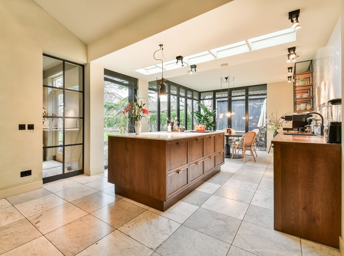 Wooden Interiors in a Historic Dutch Family Home 4 wooden-kitchen-steel-glass-door-nordroom
