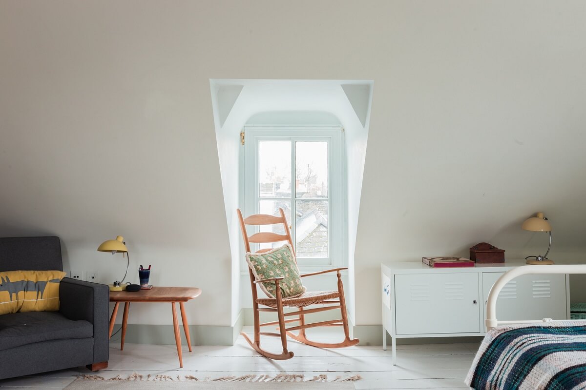 A Home with Cottage Interiors in a Former Cambridge Shop 15 attic bedroom dormer window