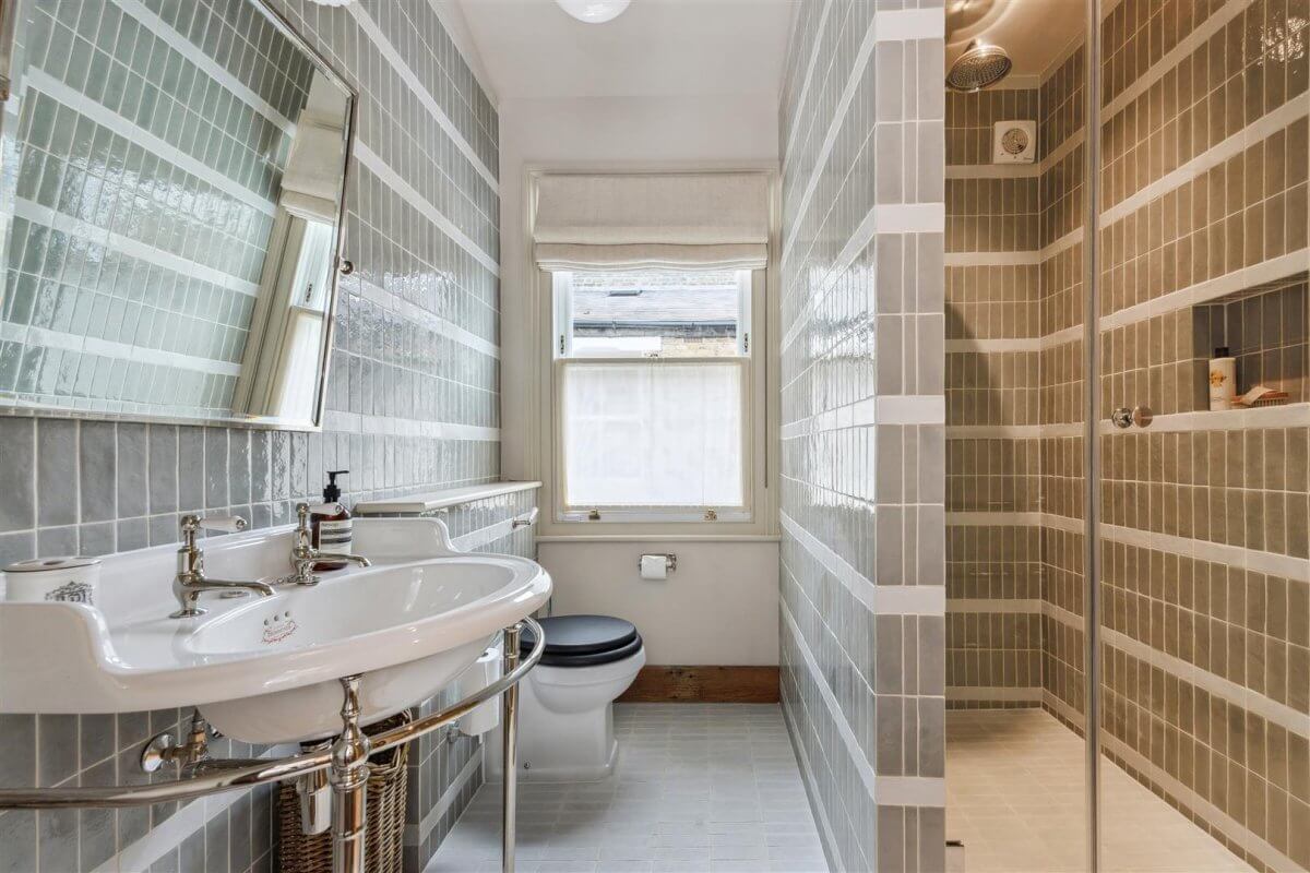Modern Rustic Interiors in an Edwardian House in London 30 bathroom with walk in shower