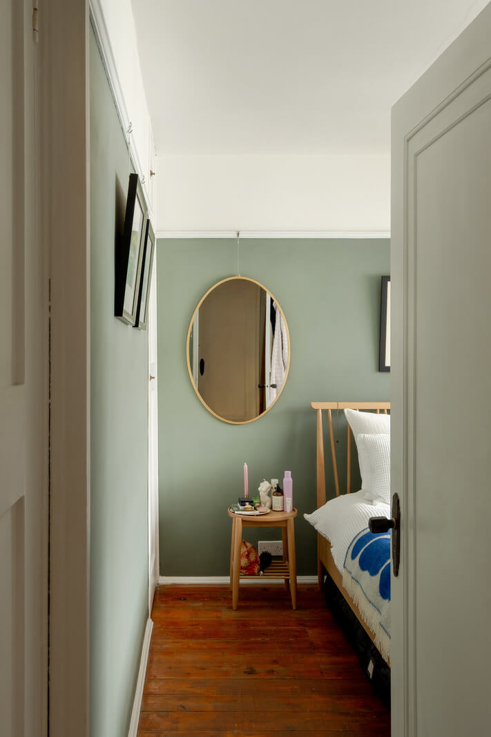 A Charming Top-Floor Apartment in an Art Deco Building 13 bedroom sage green walls