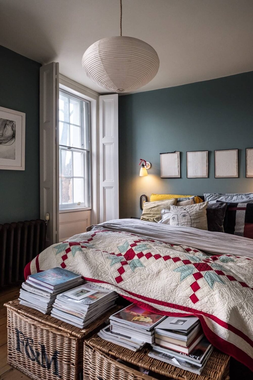 A Cozy and Charming Georgian Townhouse in London 17 blue walls bedroom