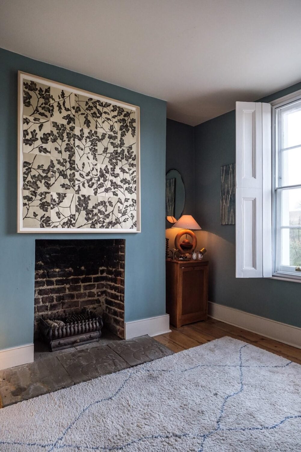 A Cozy and Charming Georgian Townhouse in London 18 brick fireplace in bedroom