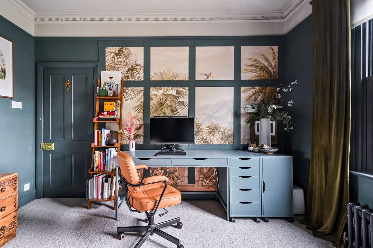 An Eclectic Victorian Townhouse in London 13 gray-home-office-ikea-alex-desk-nordroom