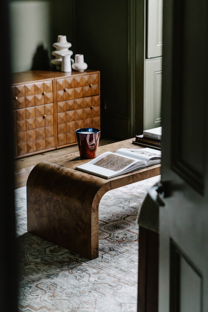 Colorful Walls in an English Victorian Townhouse 5 green living room coffee table