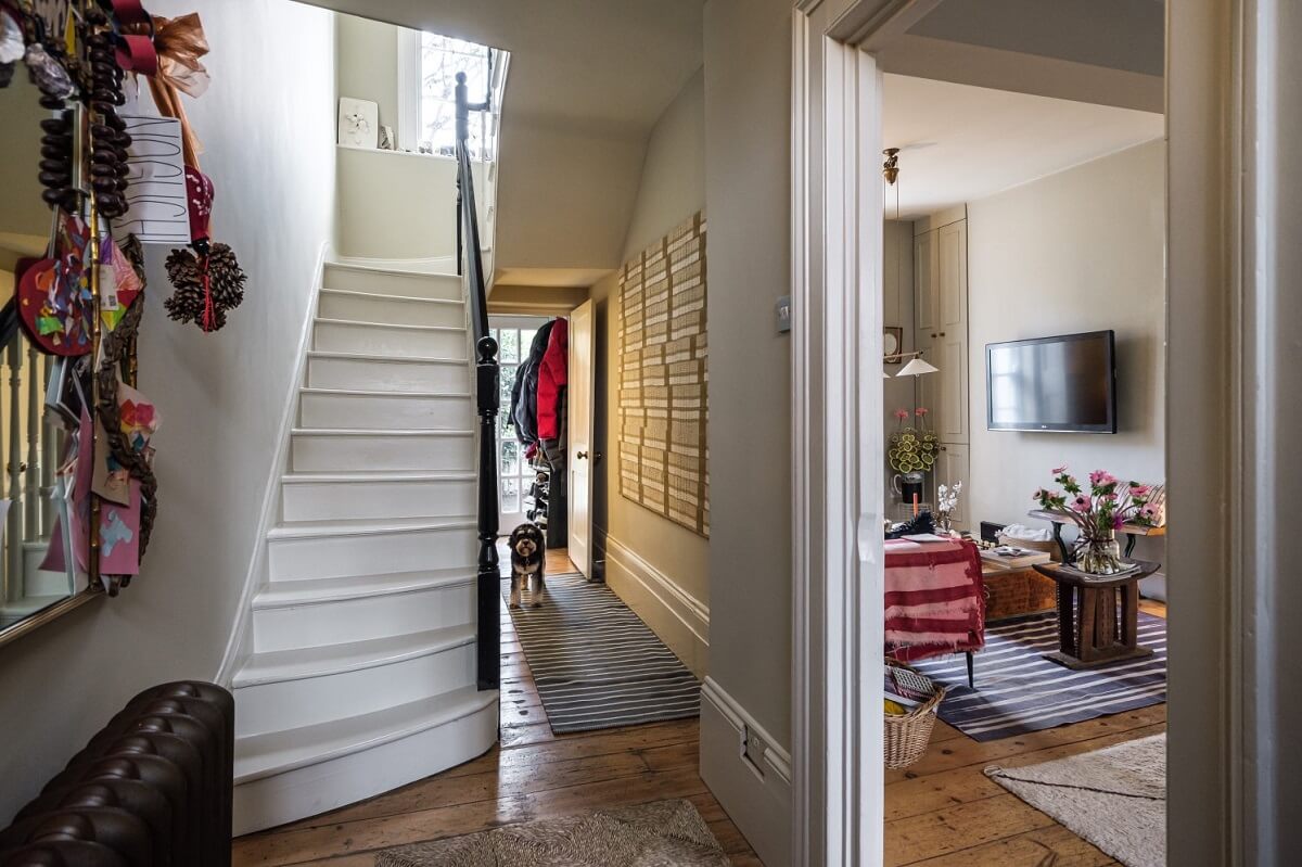 A Cozy and Charming Georgian Townhouse in London 6 hallway with staircase