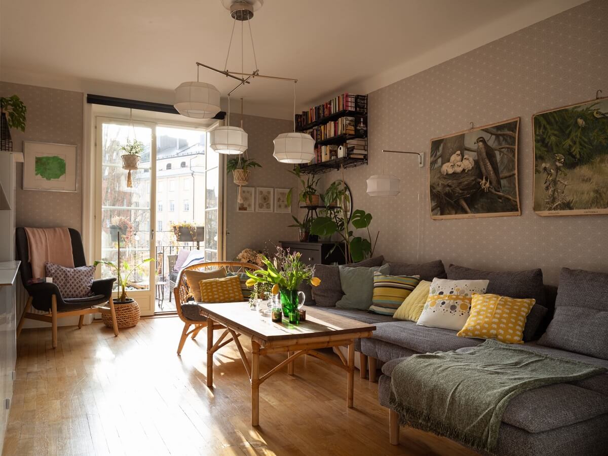 A Swedish Apartment with Light-Filled Rooms 2 living room with light gray walls
