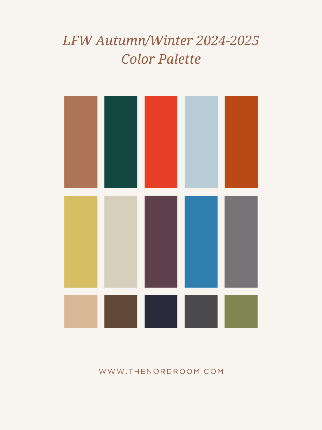 Color of the Year 2025 Prediction (with Color Palettes) 19 london-fashion-week-autumn-winter-2024-2025-color-palette-nordroom
