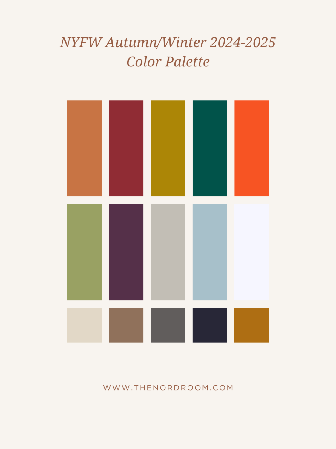 Color of the Year 2025 Prediction (with Color Palettes) 10 new-york-fashion-week-autumn-winter-2024-2025-color-palette-nordroom