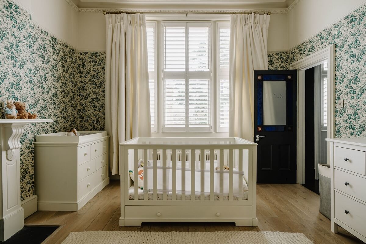Beautiful Gender Neutral Nursery Ideas 37 nursery green wallpaper white furniture