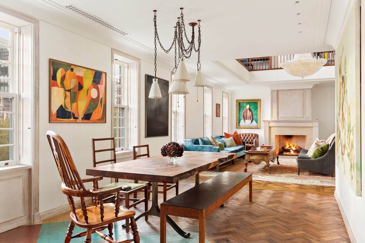 A New York Penthouse with a Rooftop Cottage 3 open plan dining and living room