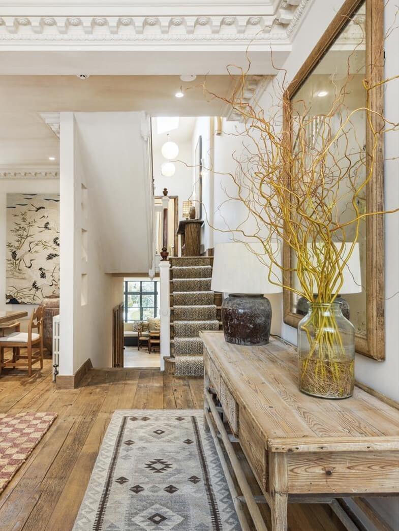 Modern Rustic Interiors in an Edwardian House in London 4 open plan hall and staircase