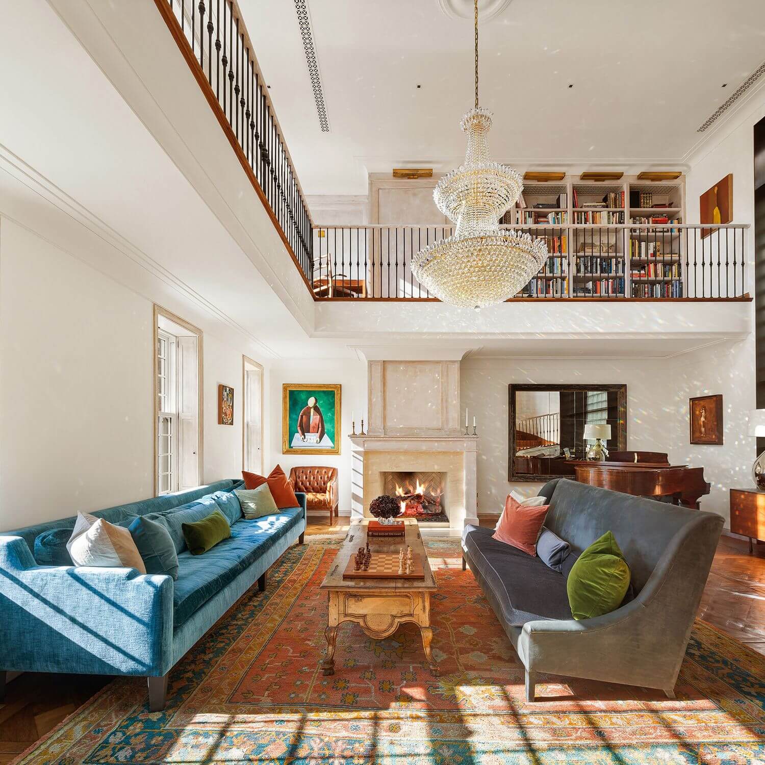 A New York Penthouse with a Rooftop Cottage 2 penthouse living room with double height ceiling