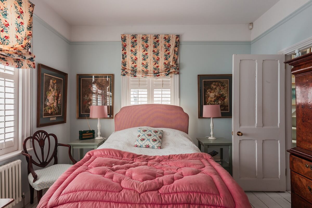 A Home with Cottage Interiors in a Former Cambridge Shop 12 pink and blue cottage style bedroom nordroom