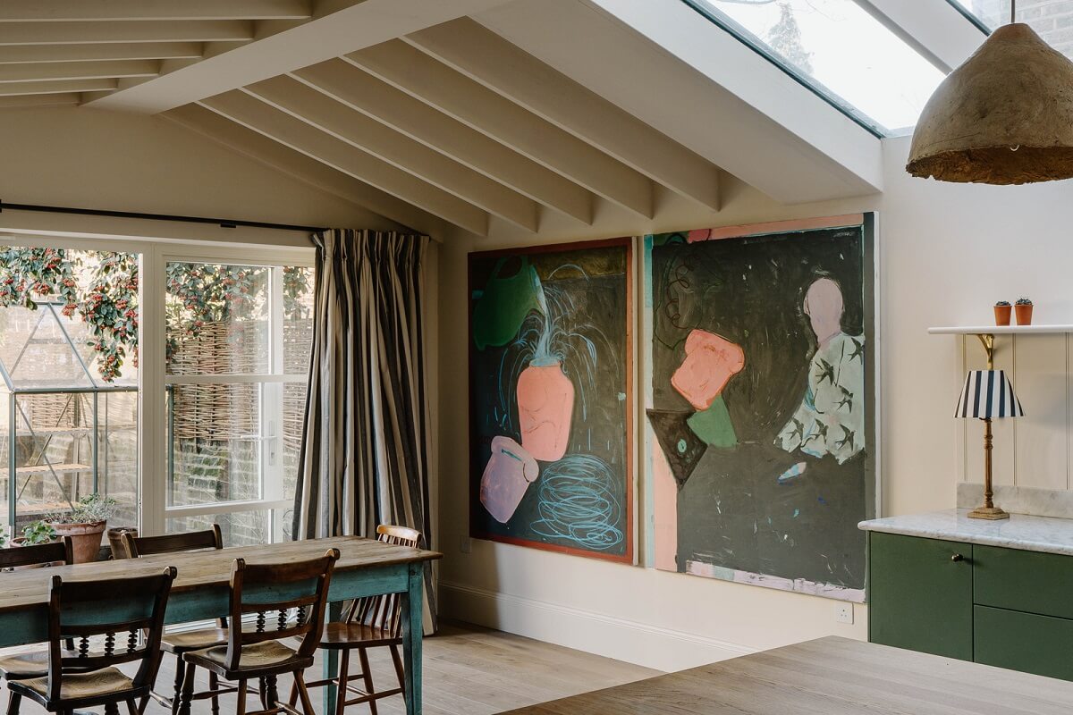 A Restored and Extended London Townhouse 12 pitched ceiling modern kitchen extension