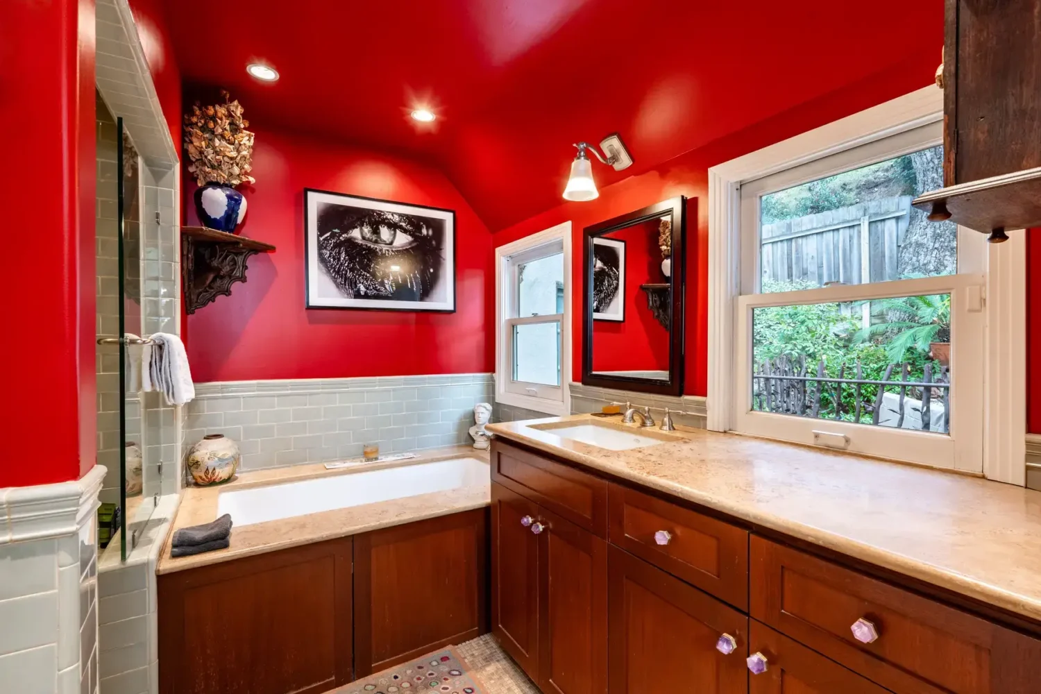 Rufus Wainwright's Colorful Laurel Canyon Home 9 red-bathroom