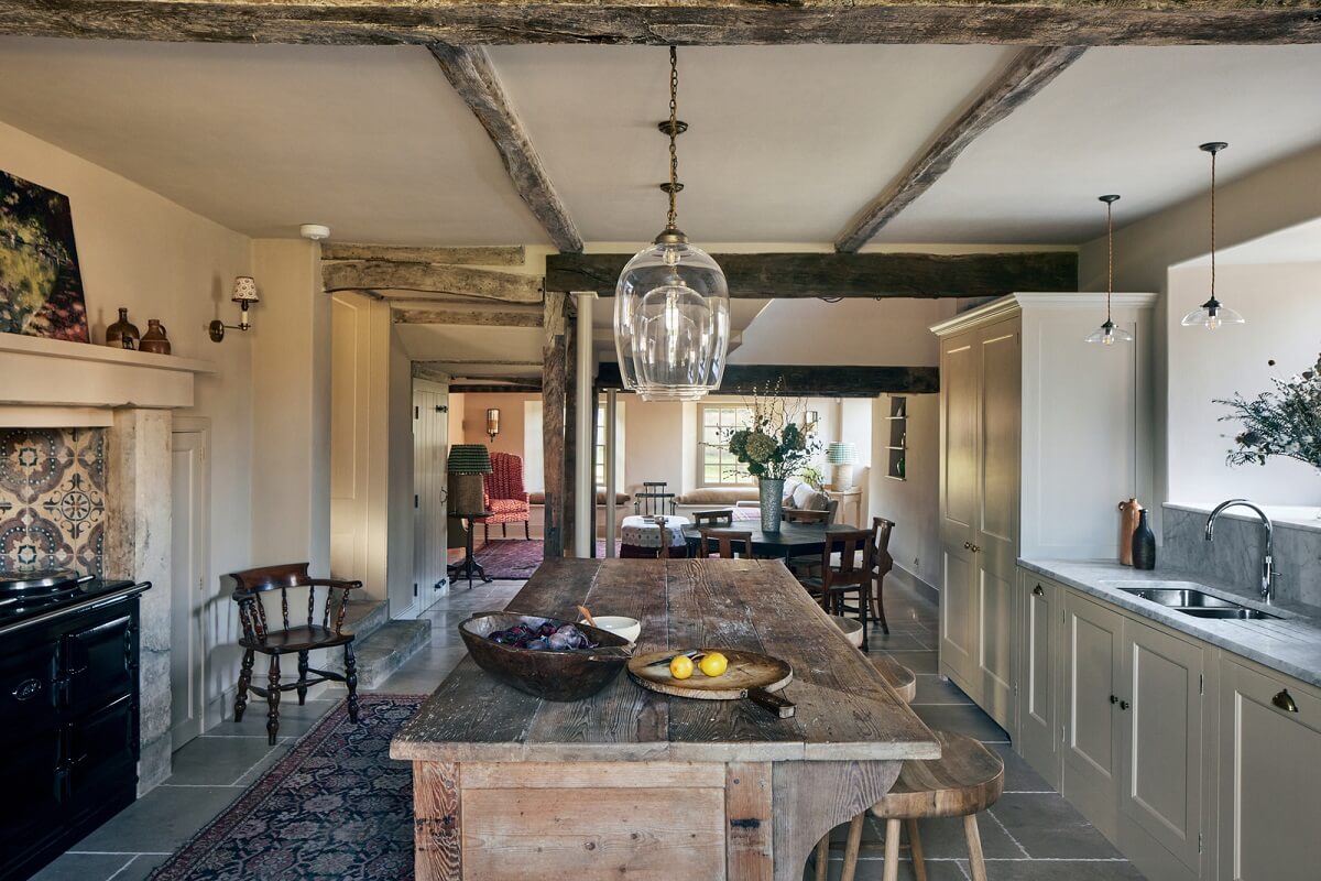 rustic wooden prep table country house kitchen nordroom