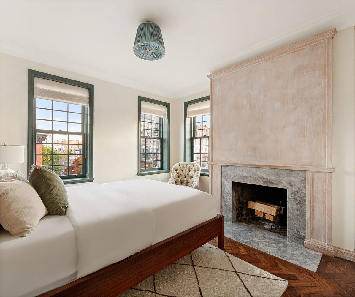 A New York Penthouse with a Rooftop Cottage 14 serene bedroom with fireplace