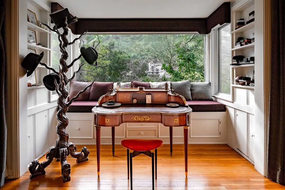 Rufus Wainwright's Colorful Laurel Canyon Home 7 vintage desk window seating