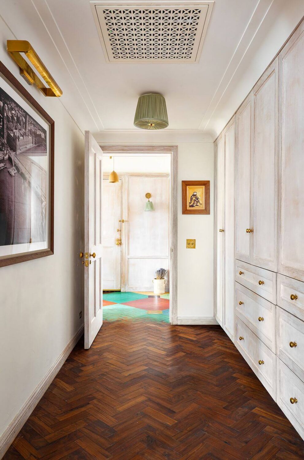 A New York Penthouse with a Rooftop Cottage 12 walk in closet wooden herringbone floor new york