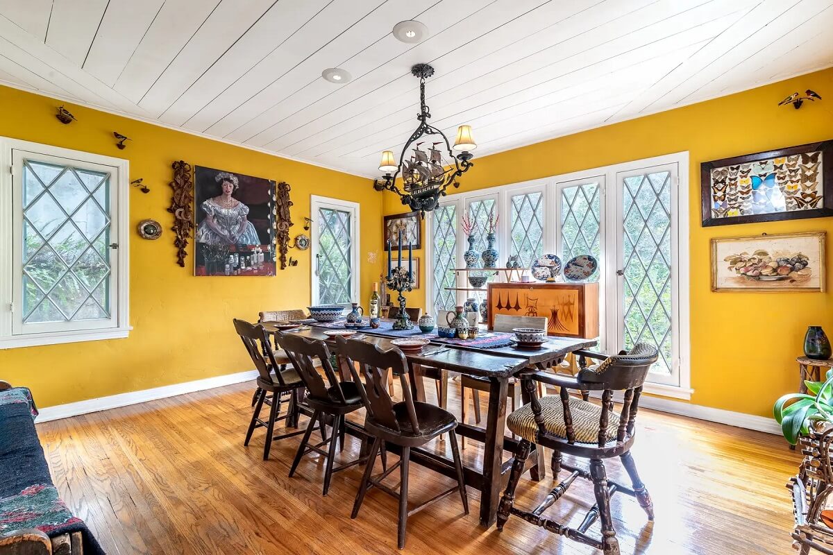 Rufus Wainwright's Colorful Laurel Canyon Home 6 yellow-dining-room