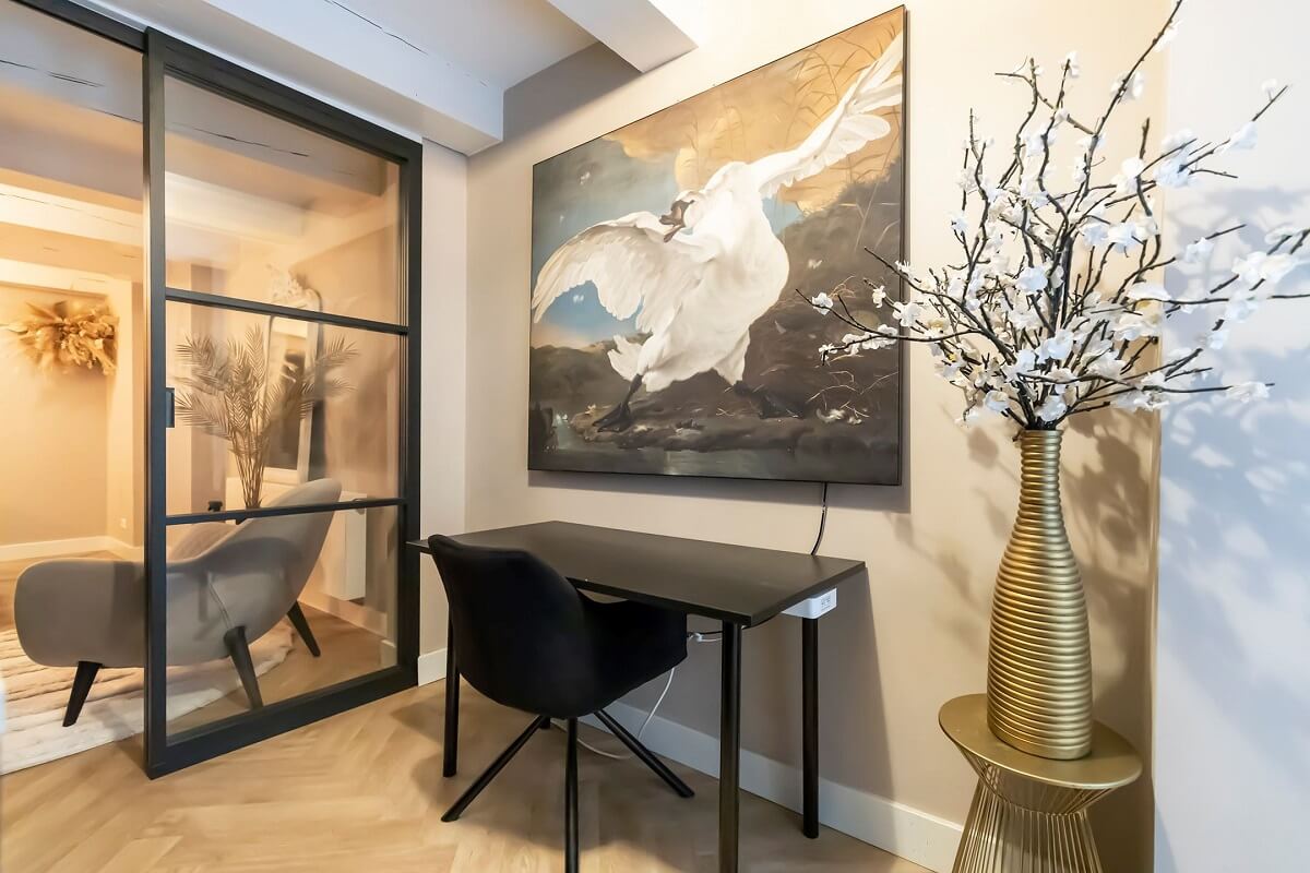 A Renovated Canal House with a Separate Pink Studio Apartment 18 basement home office