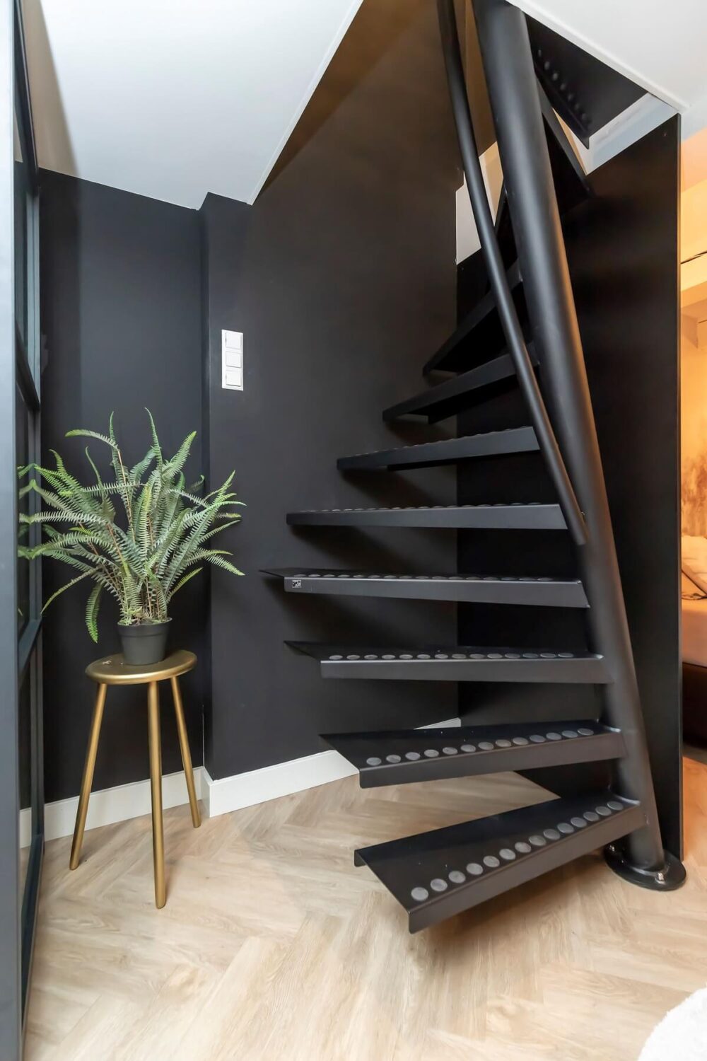 A Renovated Canal House with a Separate Pink Studio Apartment 11 black staircase