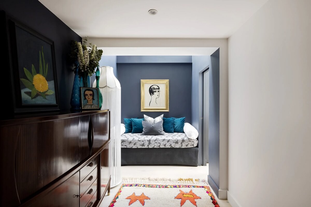 A Modern Apartment with Skylights in a Historic Building 17 blue daybed