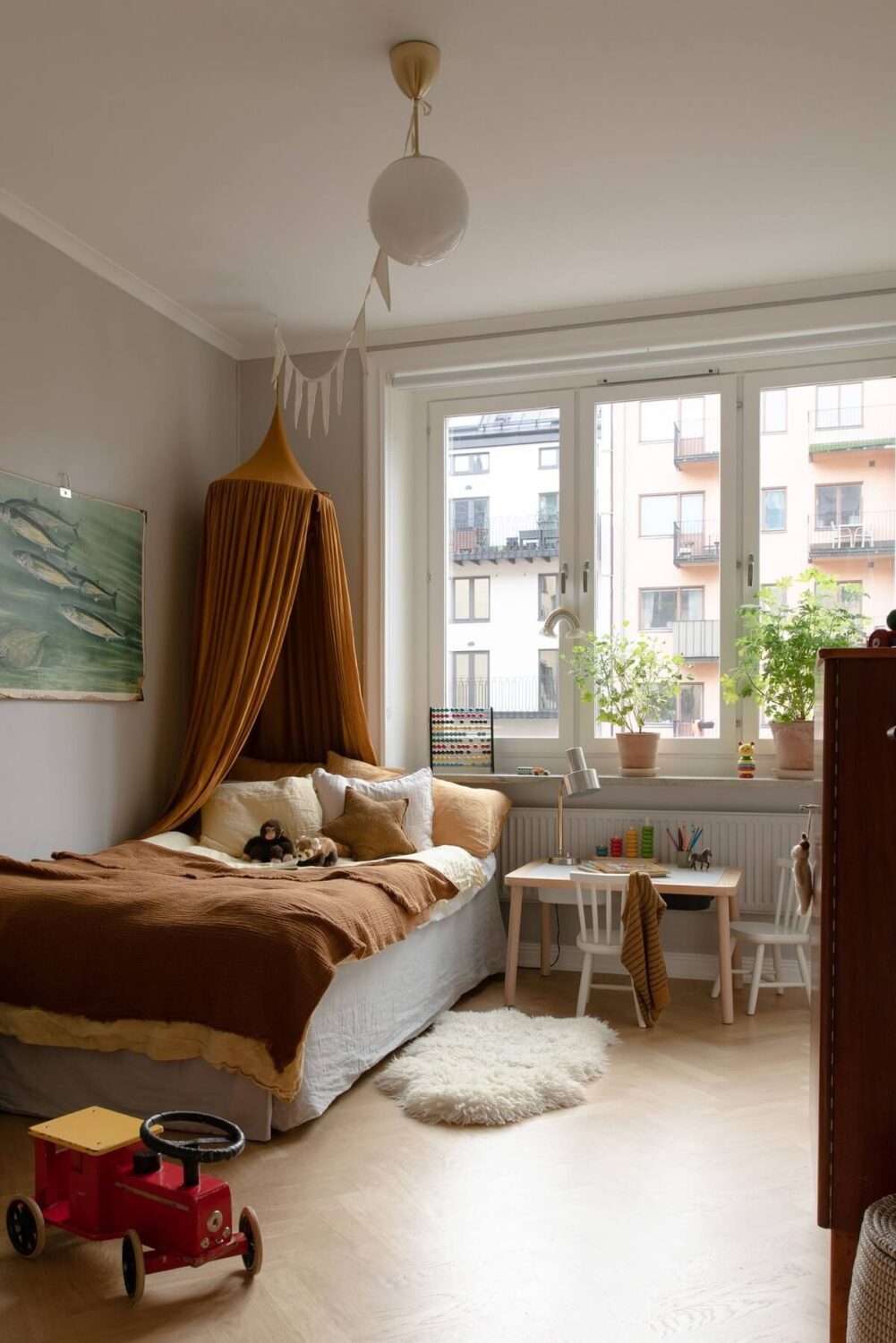A Light Colored Swedish Apartment 17 brown textiles kids bedroom