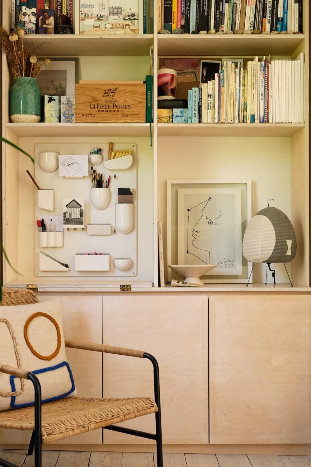A Light London Apartment with a Yellow Kitchen 15 built in bookcases