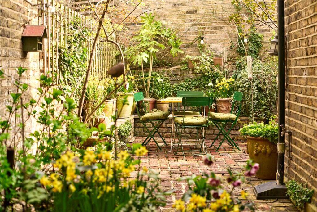 A Warm Muted Color Palette in a Victorian House 38 courtyard garden